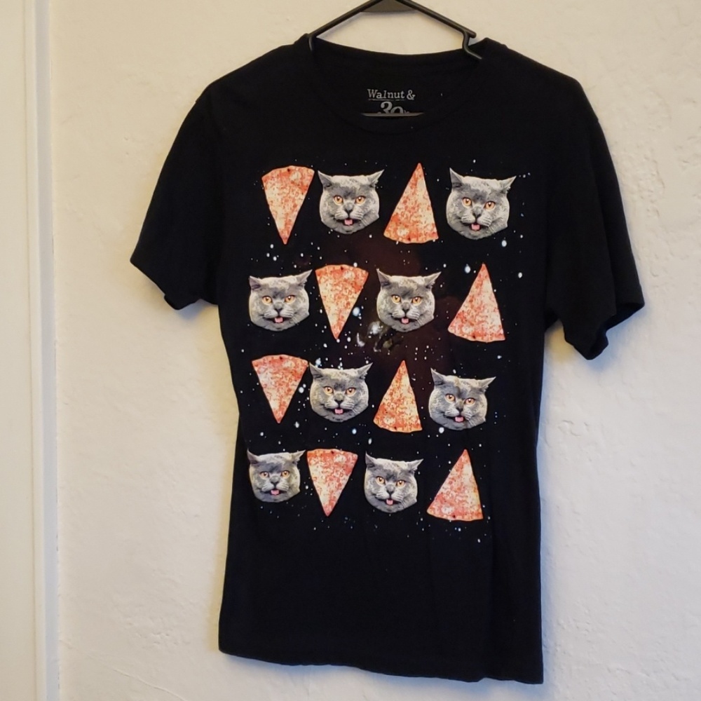 Women's Space Pizza Cat T-Shirt-Size Small